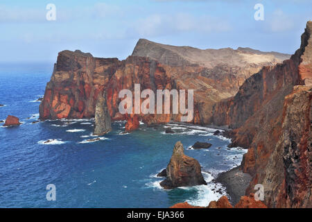 Estremità orientale dell'isola di Madeira al tramonto Foto Stock