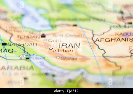 Iran Paese sulla mappa Foto Stock