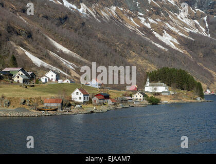 Sognefjord Village intorno Gudvangen, Norvegia Foto Stock