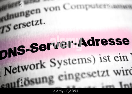 Indirizzo server DNS Foto Stock