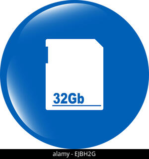 Scheda di memoria flash pulsante web (icona) isolato su bianco Foto Stock