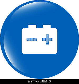 Rotondo della batteria lucida web pulsante icona isolati su sfondo bianco Foto Stock