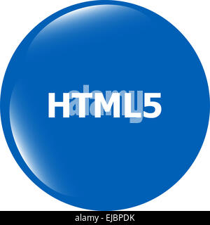 Html 5 Icona segno. Linguaggio di programmazione il simbolo. Pulsanti dei cerchi Foto Stock