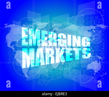 Parola di marketing emergenti sul digitale touch screen di business Foto Stock