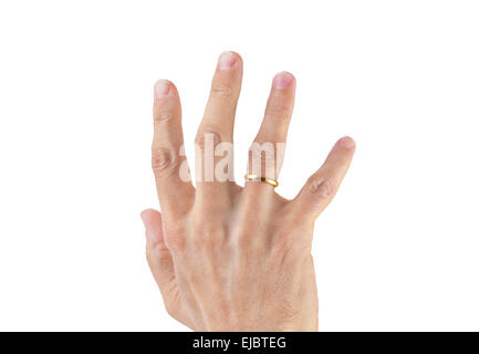 Mano con anello di nozze Foto Stock