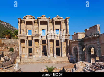 Antica libreria di Celsius in Efeso Turchia Foto Stock