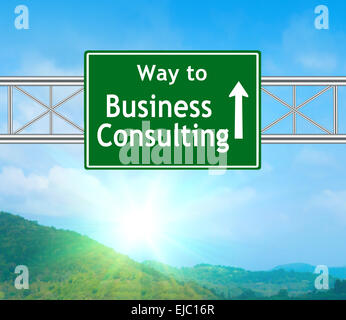 Business Consulting Green Road Sign Foto Stock