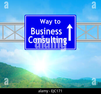 Business Consulting Green Road Sign Foto Stock