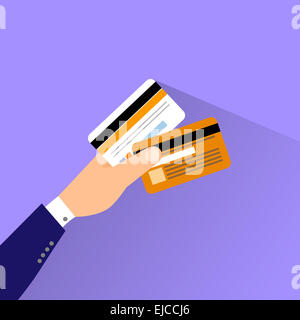 Auto di credito in mano il design piatto vettore Foto Stock