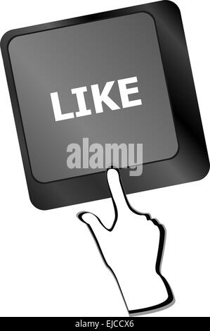 Un messaggio simile a immettere un tasto della tastiera per i social media dei concetti Foto Stock