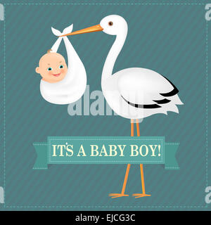 Cicogna poster con baby boy Foto Stock