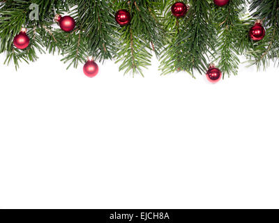 Rami di abete con albero di Natale sfere Foto Stock