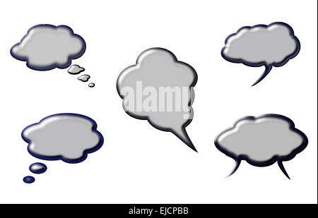 Set di grigio discorso smussata nuvole Foto Stock