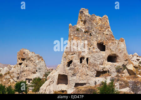 Uchisar grotta città in Cappadocia Turchia Foto Stock