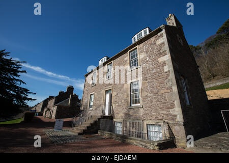 Robert Owen's mill, adesso sito del Patrimonio Mondiale dell'UNESCO, in New Lanark, Scotland, Regno Unito. Foto Stock