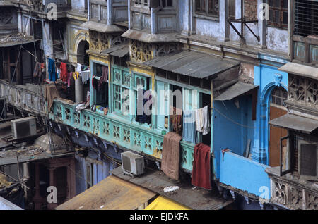 La vecchia Delhi dal tetto merchant haveli Foto Stock