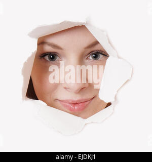 Giovane donna spiata Foto Stock