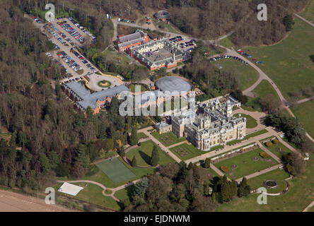 Vista aerea di Thoresby Hall Hotel in Thoresby Park, a Ollerton, Nottinghamshire, Regno Unito Foto Stock