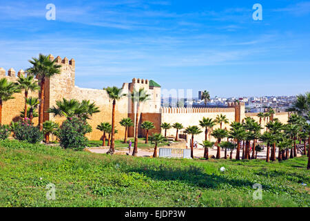 Vecchie mura della città di Rabat, Marocco Foto Stock