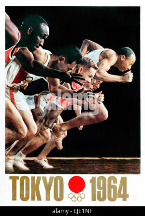 Poster per la1964 Tokyo Olimpiadi progettato da Yusaku Kamekura (1915 - 1997). Vedere la descrizione per maggiori informazioni. Foto Stock