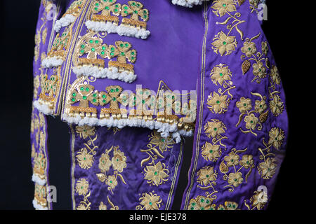 Dettaglio di un traje de luces, il costum di un torero, Spagna Foto Stock