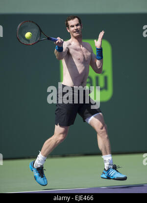 Key Biscayne, FL, Stati Uniti d'America. 24 Mar, 2015. Key Biscayne, FL - marzo 24: Andy Murray si svolge nel clima caldo con pulmann Ameltie Mauresmo e Thanasi Kokkinakis in preparazione per il suo prossimo corrisponde al 2015 Miami aperto in corrispondenza di Key Biscayne, FL. Fotografo Andrea, Patrono Credito: Andrea, Patrono/ZUMA filo/Alamy Live News Foto Stock