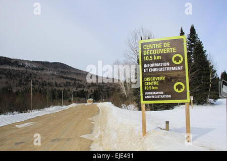 Mont-Tremblant Parco Nazionale sign in Quebec, Canada. Foto Stock