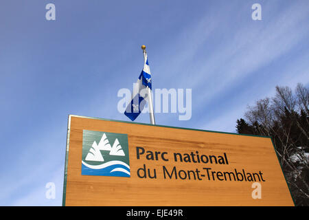 Mont-Tremblant Parco Nazionale sign in Quebec, Canada. Foto Stock