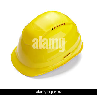 In prossimità di una costruzione giallo casco su sfondo bianco con tracciato di ritaglio Foto Stock