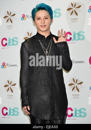 Tokyo, Giappone. 24 Mar, 2015. Jun-Su(JYJ), 24 marzo 2015 : Tokyo, Giappone : cantante coreano Kim Junsu partecipa a una conferenza stampa per il suo tour in Asia 'Flower' in Tokyo, Giappone, 24 marzo 2015. Foto Stock