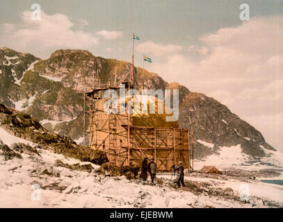 Andree la stazione in Danskoen (cioè, Danskøya), Spitzbergen, Norvegia - la stazione di explorer svedese Salomon August Andrée (1854-1897), che ha cercato di viaggiare verso il Polo Nord con un palloncino di idrogeno, circa 1897 Foto Stock