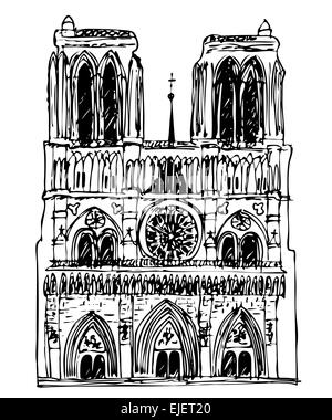 Basilica di Notre Dame - illustrazione Illustrazione Vettoriale