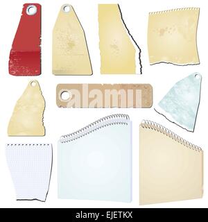 Set di Vector grunge notepad rottami carta memo - vettore Illustrazione Vettoriale