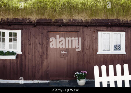 Erba-casa coperto, Isole Faerøer Foto Stock