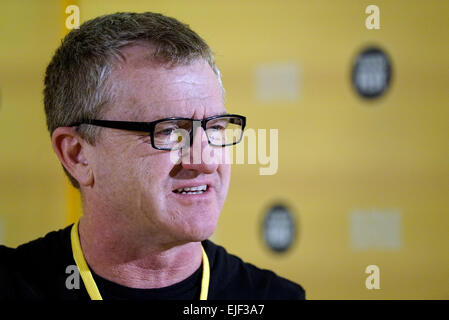 Praga, Repubblica Ceca. 23 Mar, 2015. Produttore britannico Mike Downey partecipa a una conferenza stampa durante il Febiofest International Film Festival di Praga Repubblica Ceca, Marzo 23, 2015. © Michal Dolezal/CTK foto/Alamy Live News Foto Stock