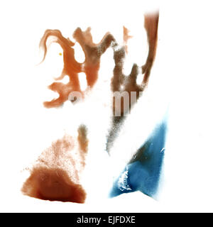 Abstract mano marrone, blu disegnati acquerello blot insulto Rorschach Foto Stock