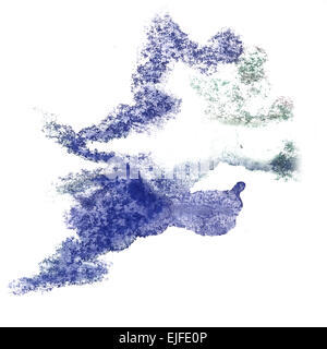 Abstract luce viola disegnati a mano ad acquerello insulto blot Rorschac Foto Stock