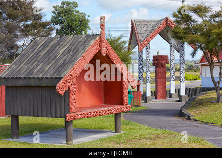 Ohinemutu Villaggio Maori, Rotorua, Isola del nord, Nuova Zelanda Foto Stock