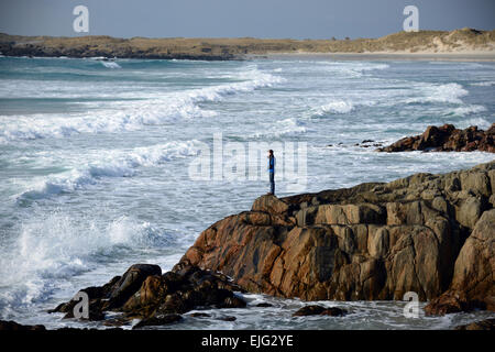 Il Labirinto Beach sulla costa ovest dell'isola scozzese di Tiree. Foto Stock