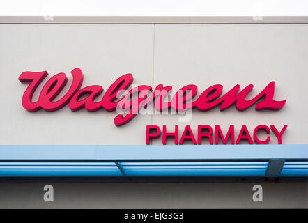 Insegna al negozio di farmacia Walgreens Brooklyn NYC Foto Stock