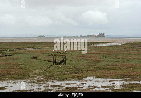 Isola di Piel al largo della costa Cumbria che mostra il castello Foto Stock