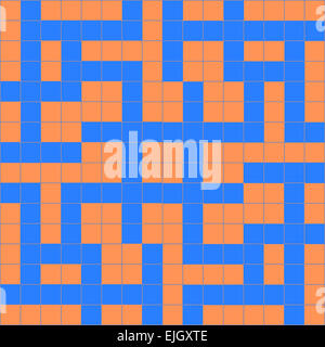 Illustrazione di astratta blu arancione crossword pattern. Foto Stock