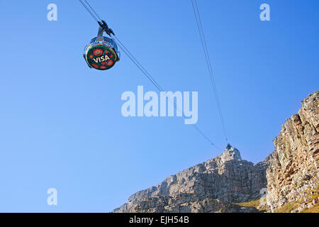 Funivia salita up Table Mountain Foto Stock