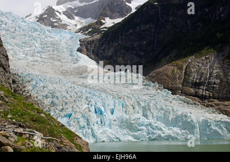 Il ghiacciaio serrano in Patagonia meridionale del Cile Foto Stock