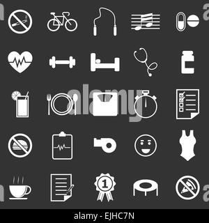 Icone di benessere su sfondo nero, vettore di stock Illustrazione Vettoriale