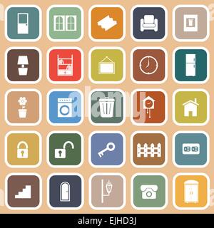 Casa appartamento correlati icone su sfondo arancione, vettore di stock Illustrazione Vettoriale