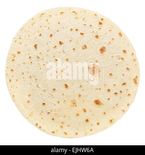 La piadina, round italiano tortilla su bianco Foto Stock