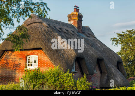 Casa con tetto di paglia, Hampshire, Inghilterra Foto Stock