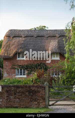 Casa con tetto di paglia, Hampshire, Inghilterra Foto Stock