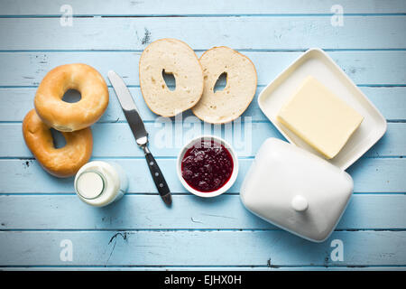 Vista superiore della gustosa prima colazione Foto Stock